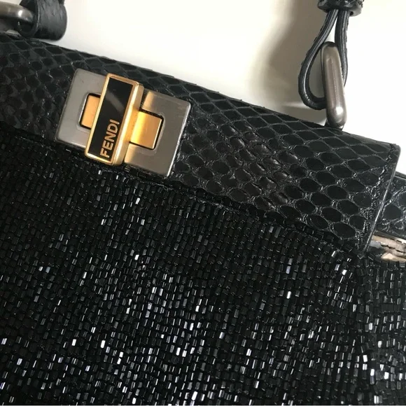 New Fendi beaded Python peekaboo crossbody bag - Picture 10 of 16